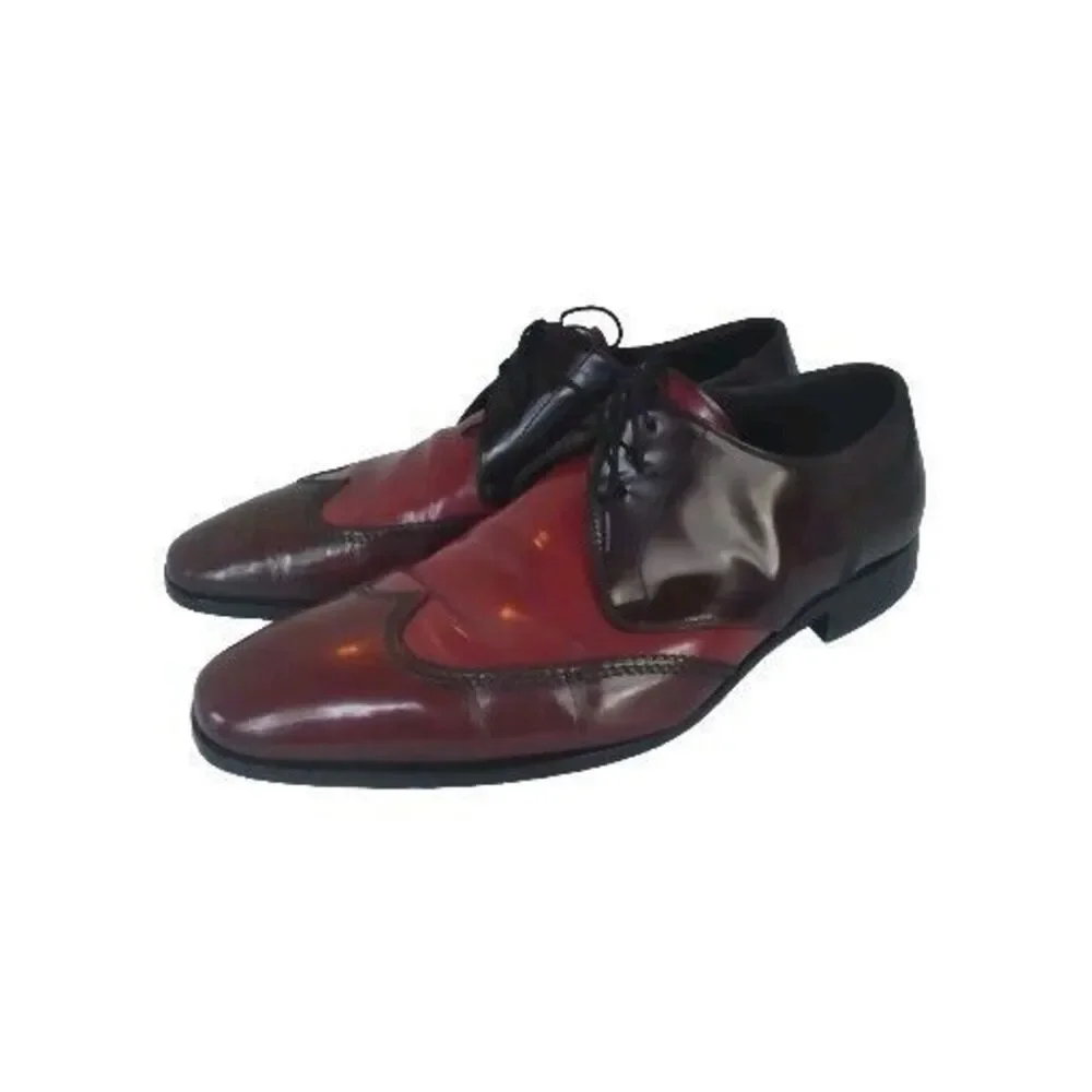 Hugo Boss Mens Leather‎ Two-tone Lace-up Pointed Toe Derby Shoes Size 10